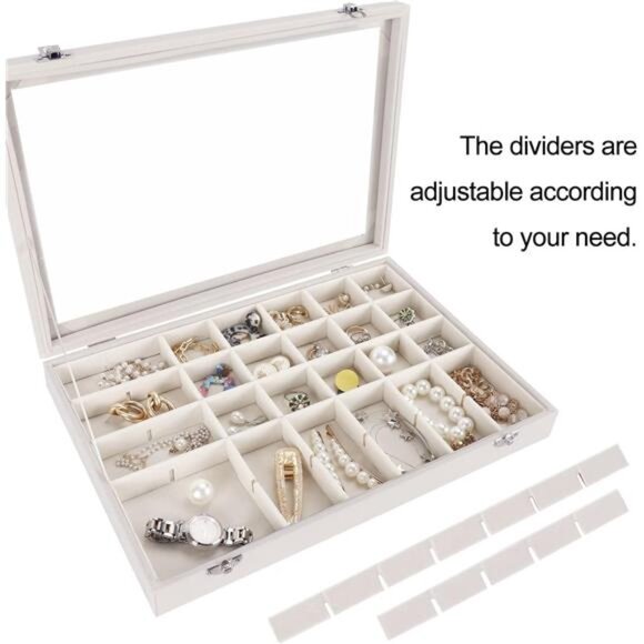 35 Grid Earring Organizer Velvet Jewelry Tray Organizer Felt Jewelry Box Tray - Picture 5 of 8